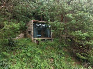 Cabañas de piedra suspendidas en el bosque - 0