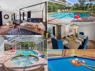 Heated Pool Spa, Game Room Near Beach - 0