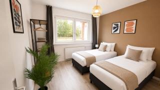 Apartment für Berufstätige mit 5 Einzelbetten, Smart TV, Küche, WIFI, Balkon, WaMa - 9