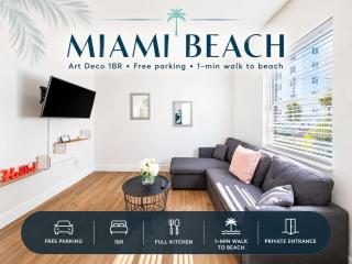 Ground-floor 1924 Art Deco one-bedroom in Mid-Beach free reserved parking one block from the sand - 0