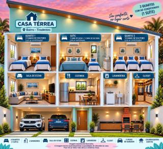 Excelente custo beneficio - casa 3 quartos com ar - 0