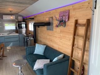 Zirkuswagen auf Rädern, Tinyhouse, Tinyhaus, auf grüner Wiese, ländlich, nahe Hamburg, Natur - 4