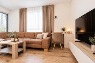 ALURE RESIDENCES 9 & 24h self check-in, private parking in front of the apartment building included, new building, terrace, the apartment building has its own park with a lake and outdoor fitness, children's playground, CITY CENTER - 5