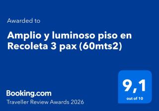 Amplio y luminoso piso en Recoleta 3 pax (60mts2) - 1