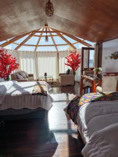 Sunset view of the house in Puno, Peru, Lake Titicaca - 0
