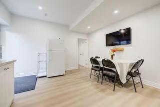 Toronto Scarborough Agincourt Private Basement Room Queen and Single Beds Private Ensuite Bathroom Shared Kitchen and Dining Area with TV Free Parking Sleeps 3 - 6