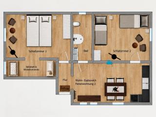 Familienfreundliche Ferienwohnung 2x Schlafzimmer, Sauna zu buchbar, kostenfreier Parkplatz,Hunde willkommen & Top Lage in Bad Muskau - 2
