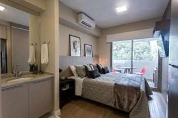 BHaus Vila Madalena Eside - Studio Premium com Varanda - Cama Queen - 3o andar - Rua Girassol - Piscina no Rooftop - Academia - Lavanderia pay per use - es1, São Paulo (fotografie 2)