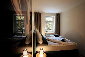 Soul-Apartment Terrasse Privat-Parkplatz Boxspringbett 55Zoll TV WLAN, Leipzig (foto 2)