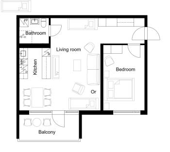 Top floor 51m2, Balcony, 150 M WiFi, free own parking place, 300m Metro, Helsinky (fotografie 3)