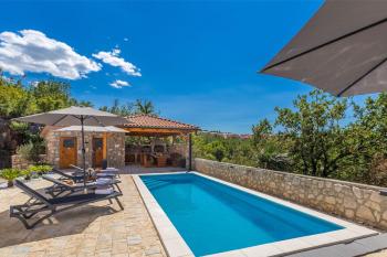 House CAPRI with heated pool and sea view, Klimno (fotografie 4)