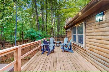 Hexagonal log cabin in woods, Swanton (photo 4)