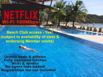 Beach condos at Pico de Loro Cove & possible Beach Club Access & Wi-Fi & Netflix, 42-50''TVs with Uratex beds & pillows, equipped kitchen, balcony, parking, guest registration fee is not included, Nasugbu (zdjęcie 3)