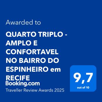 QUARTO TRIPLO - AMPLO E CONFORTAVEL-PERTO DO CENTRO DE CONVENÇÕES-FENEARTE-RECIFE-Pe, Recife (Foto 3)