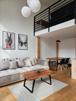 spacious modern LOFT, 2 bedrooms, 95m2, free parking, Bratislava (fotografie 4)