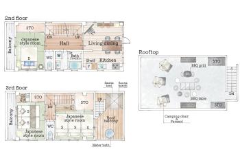 Ukiyoe House 3BR 75m2 with 60m2 deck Sauna, Tokyo (photo 3)