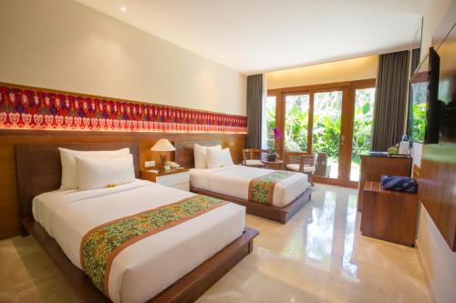Chambre double avec 1 ou 2 lits, vue sur le jardin