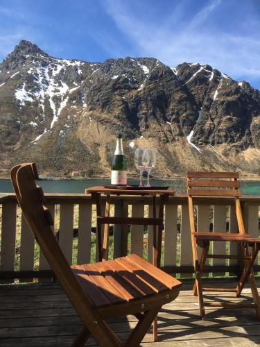 Balkons/terase, Sundklakk Feriehus i Lofoten in Gimsoy
