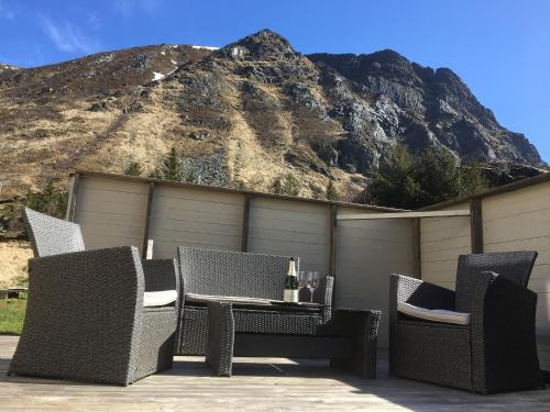Balkons/terase, Sundklakk Feriehus i Lofoten in Gimsoy