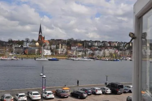 Hafenblick vom Kapitänshaus in Flensburg, Deutschland