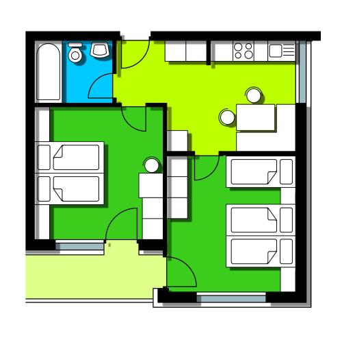 Standard Two-Bedroom Apartment with Balcony