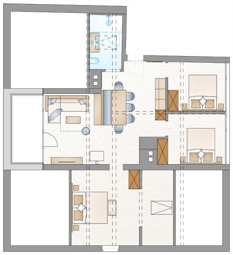 3 bedrooms, 4 beds