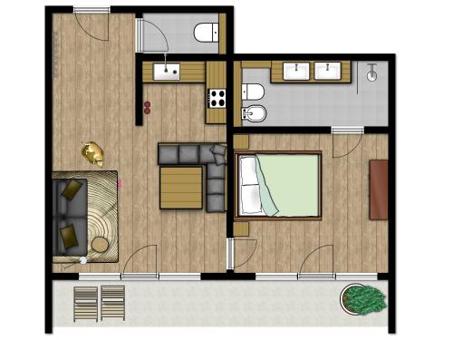 1 queen bed, 1 sofa bed