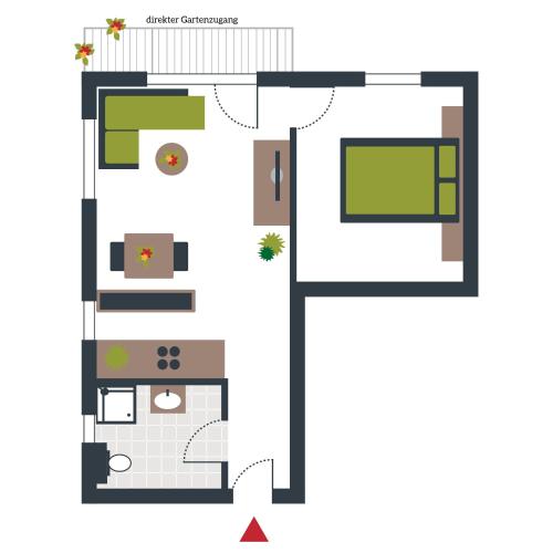 One-Bedroom Apartment with Garden View