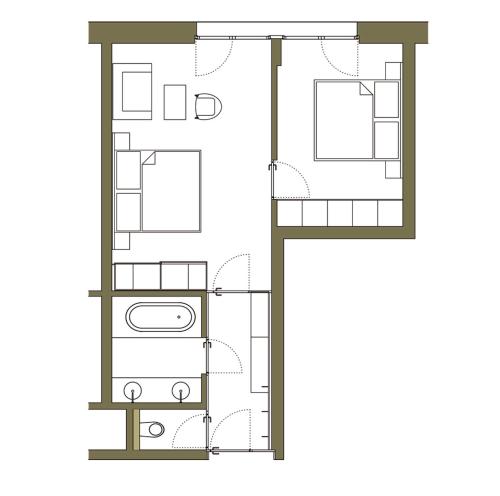 1 queen bed, 1 sofa bed
