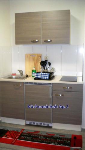 廚房, Ferienappartements Am Weinberg in 貝斯滕塞