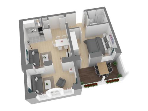 1 queen bed, 2 sofa beds