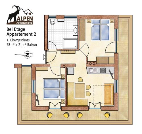 2 bedrooms, 2 beds