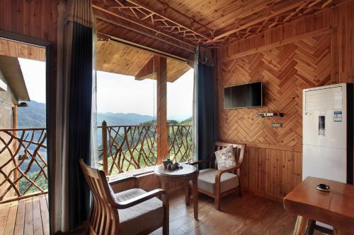 شرفة/ تراس, Baike Boutique Hotel in Longsheng County
