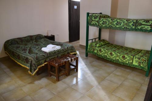 1 double bed, 4 bunk beds
