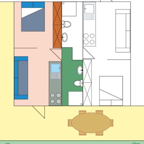 1 queen bed, 1 sofa bed