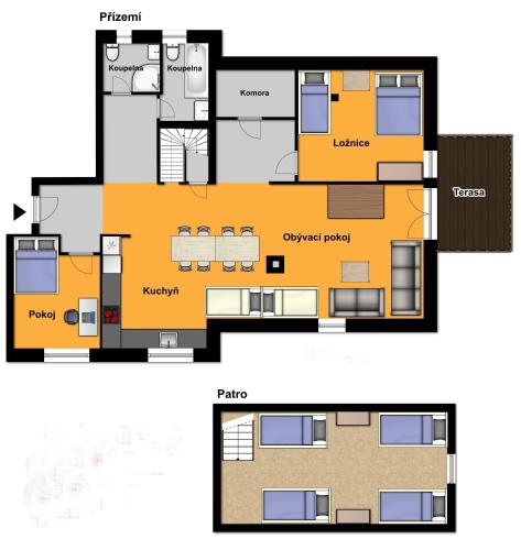 3 bedrooms, 9 beds