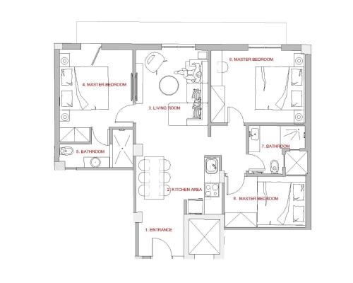 Olympus Residence Room Type - Three-Bedroom Apartment