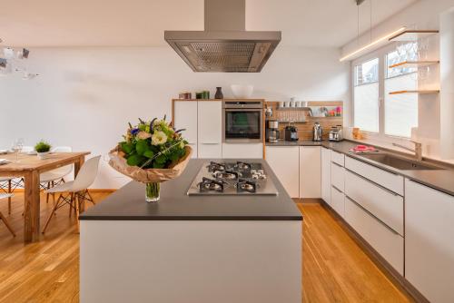 廚房, Ferienwohnung Fordepanorama in Flensburg, Sonwik in 弗魯爾蘭德