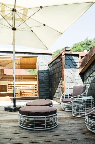 balkon/terras, Posthotel Alexander Herrmann in Wirsberg