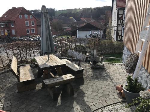 Erkély/terasz, Fachwerk FeWo Schoningen in Kassel