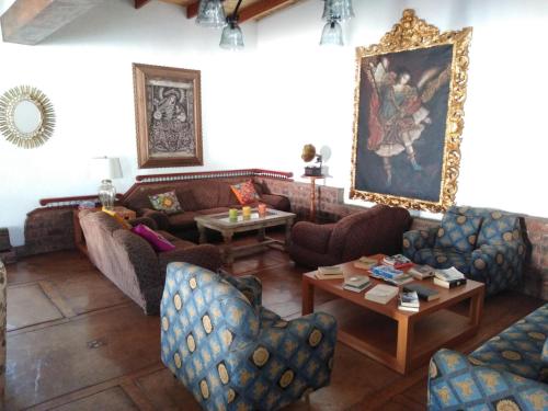 共用Lounge/電視區, 納斯卡綠洲鄉村民宿 (Casa Hacienda Nasca Oasis) in 潘帕德奇奎里羅