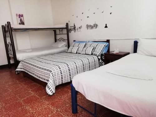 1 double bed, 4 bunk beds