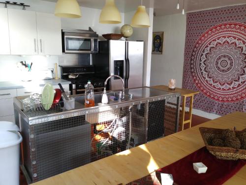 Kitchen, Ocean Front Vortex Female Hostel private rooms Free bikes in Venice Beach