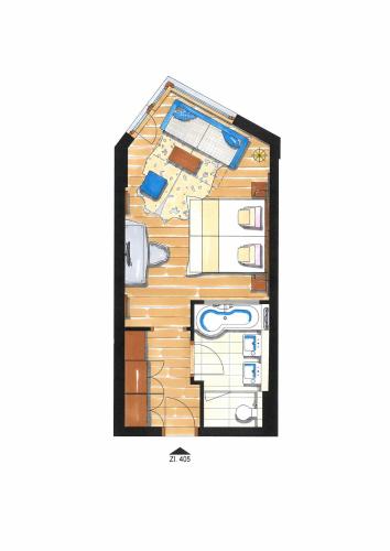 2 twin beds, 1 sofa bed