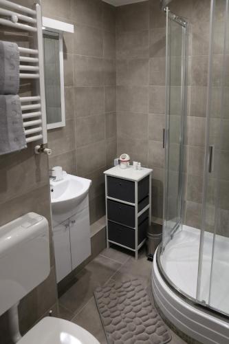 Bathroom, Aliz Apartman in Miskolc