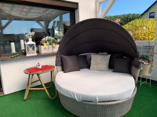 Balkons/terase, Ferienhaus zur Waldauer Höhe mit 3 SZ, 120qm & 40qm Balkon (Ferienhaus zur Waldauer Hohe mit 3 SZ, 120qm & 40qm Balkon) in Nahetal-Waldau