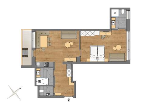 1 king bed, 2 sofa beds