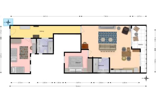 New central 2BR apartment 100m-to-beach free parking