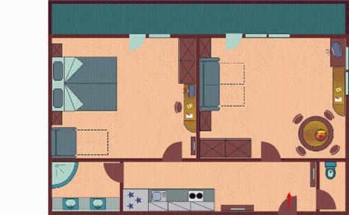 1 queen bed, 3 sofa beds