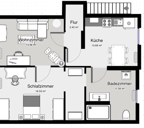 65qm Luxus Apartment mit Whirlpool Saarbrucken Uni Nahe 3.1km von Sulzbach/Saar entfernt